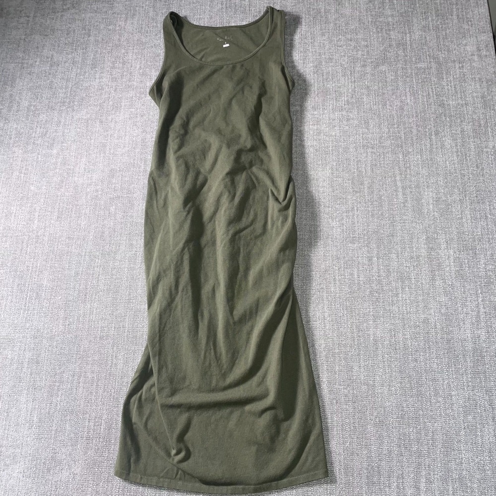 Isabel Maternity Dress Women's Small Olive Ruched Back Sleeveless Round Neck